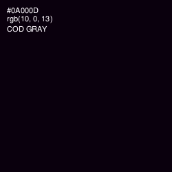 #0A000D - Cod Gray Color Image